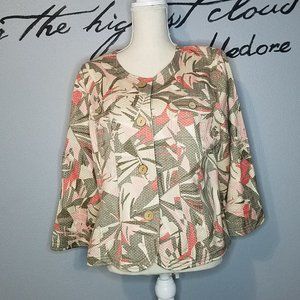 Ruby Rd Pink & Green Abstract Blazer | Jacket, 14